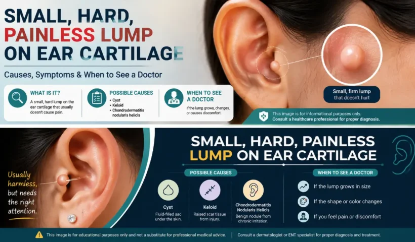 small hard painless lump on ear cartilage